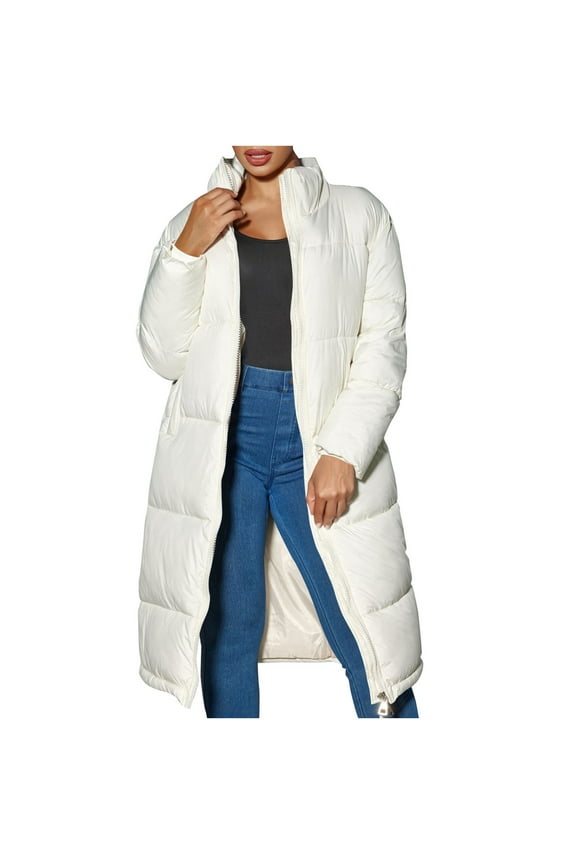 Puffer Coats for Women Winter Puffer Coat Maxi Long Down Coat Solid Overcoat