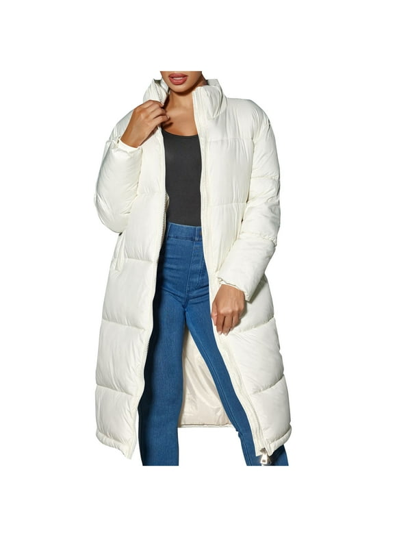 Puffer Coats for Women Winter Puffer Coat Maxi Long Down Coat Solid Overcoat
