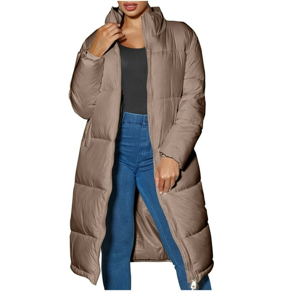 Fanxing Puffer Coats for Women Winter Puffer Coat Maxi Long Down Coat Solid Overcoat