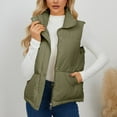 thumbnail image 1 of Fanxing Puffer Vest Women Lightweight Full-Zip Stand Collar Sleeveless Quilted Jacket Warm Winter Coat Padded Down Outerwear Army Green L, 1 of 9
