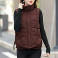 thumbnail image 1 of Fanxing Puffer Vest Women Sleeveless Lightweight Quilted Jacket Stand Collar Zip Up Down with Pockets Winter Outerwear Wine 2XL, 1 of 9