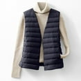 thumbnail image 1 of Fanxing Quilted Vest for Women Plus Size Lightweight V Neck Sleeveless Puffer Jacket Thin Button Down Outwear Navy 4XL, 1 of 7