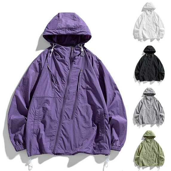 Fanxing Rain Jacket for Women Waterproof with Hood Rain Coat - Lightweight Raincoats Packable Windbreaker Casual Anorak Travel Hiking Coats with Pockets S,M,L,XL,XXL,XXXL