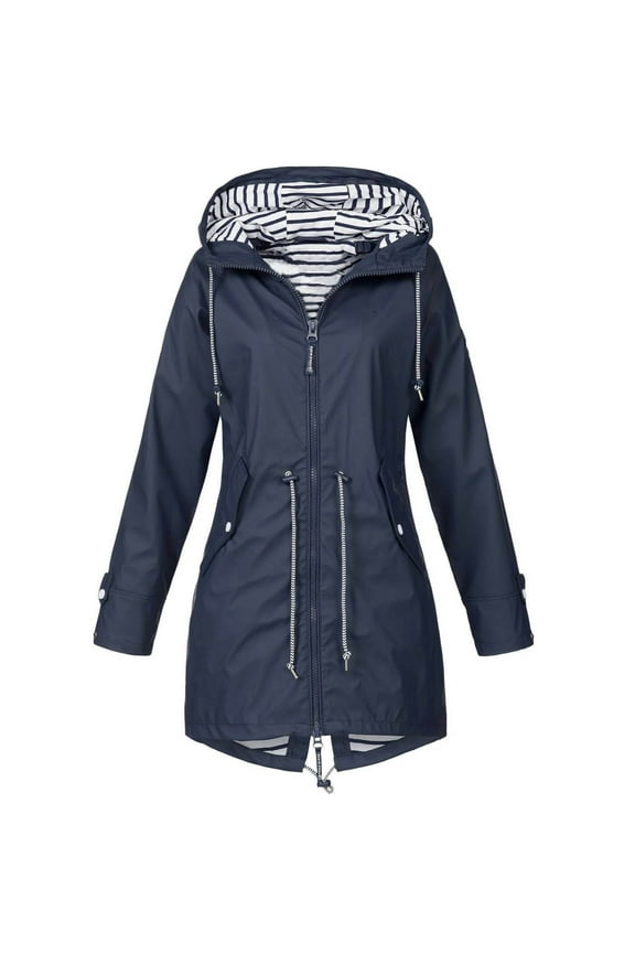 Rain Jacket Women Waterproof and Lightweight Hooded Raincoat Outdoor Windbreaker Warm Winter Softshell Jacket Coat for Camping, Travel, Travel, Hiking, and Everyday Wear