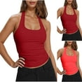 thumbnail image 1 of Fanxing Red Halter Tank Tops for Women S Yoga Workout Sleeveless T Shirts for Beach Vacation 2025 Summer （Women's S-2XL), 1 of 8
