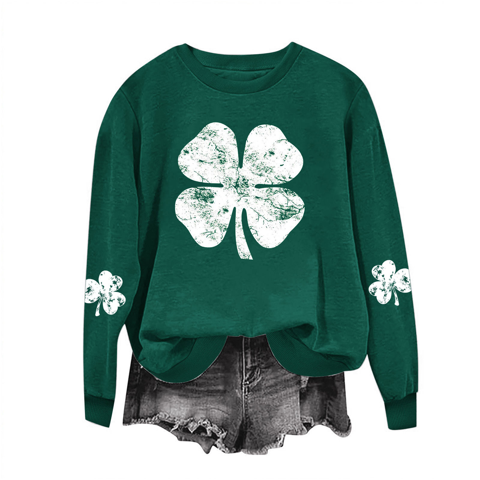 Fanxing Shamrock Decorations St Patricks Day Shirt Women Spring Crewneck Sweatshirt Irish 4956