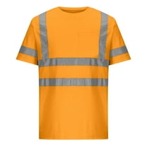 Fanxing Short Sleeve Safety Shirt High Visibility Shirts Reflective Construction Work Shirts for Men Women Gold,L