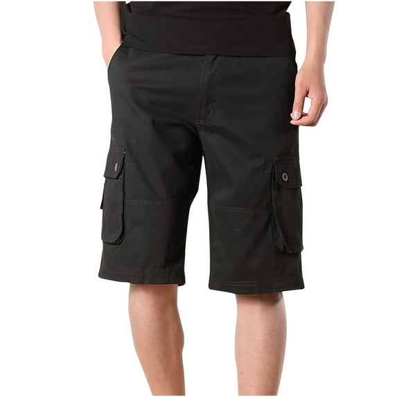 Fanxing Shorts for Men Summer Hiking Cargo Pnats Knee Length Lightweight Shorts Outdoor Casual Military Work out Shorts Black,M