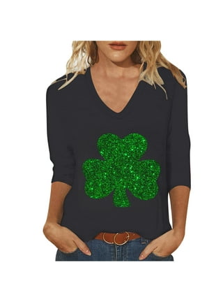 St Patrick's Day Shirt Deals Of The Day Clearance St Patrick Day Outfit  Womens Fashion Tops 2023 St Patricks Day Garden Flag Shirt 
