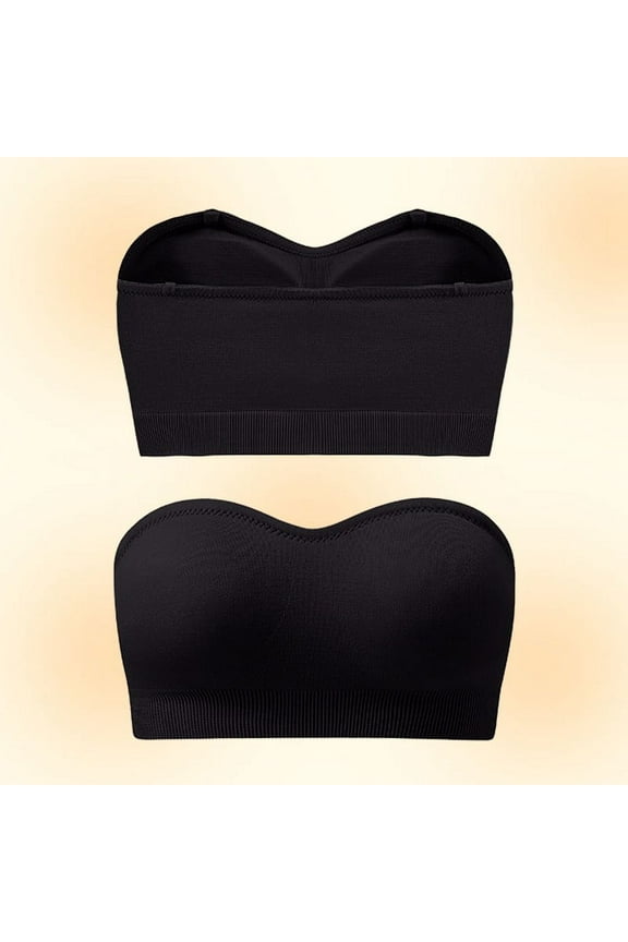 Strapless Bra for Women Non-Slip Silicone Padded Bandeau Bra Wireless Tube Top Bra Stretchy Padded Bandeau Tube Top Bra for Women Black,M