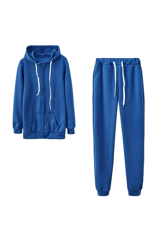 Sweatsuits 2pcs Sets Juniors Xs Two Piece Outfits for Women Jogging Suits Women's Oversized Long Sleeve Jacket Coat with Sweatpants Lounge Sets Casual 2 Piece Outfits New Year's Day Clearance