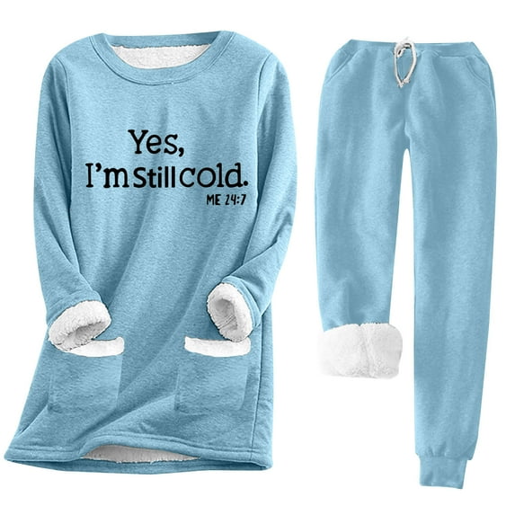 Fanxing Sweatsuits 2pcs Sets Teens 2 Piece Outfits Women's Fleece Sweatsuit Winter Warm Sherpa Lined Tracksuit Solid Crewneck Sweatshirts and Sweatpants
