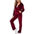 thumbnail image 1 of Fanxing Sweatsuits 2pcs Sets Womens Petite Women's Fall Velvet Tracksuits Long Sleeve Hooded Sweatshirt with Wide Leg Pants 2 Piece Sets Drawstring Hoodies Outfits Prime Day Deals Clearance, 1 of 7