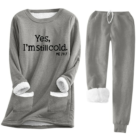 Fanxing Sweatsuits 2pcs Sets Womens Plus Size Womens Fuzzy Sherpa Fleece Pajamas Set, Long Sleeve Hoodies Pajama Pants 2 Piece Outfits Loungewear Sleepwear