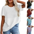 thumbnail image 1 of Fanxing T Shirts Hide Belly Women M Patchwork Summer Tops Comfort Breathable Crewneck Tees Shirts, 1 of 8