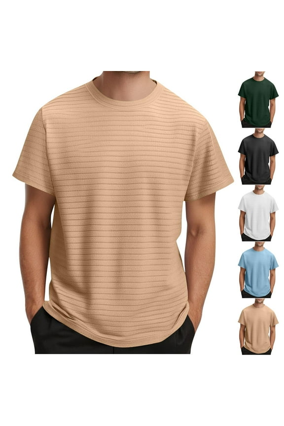 Tall Slim Fit T Shirt Men's Athletic T-Shirts Short Sleeve Lightweight Sport Casual Muscle Tees Beige,L