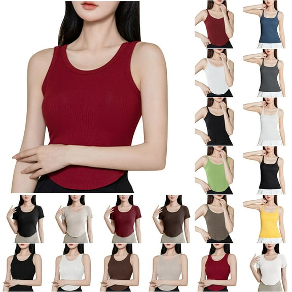Fanxing Tank Top with Built-in Bra for Women Spaghetti Strap Yoga Shirts Basic Layer Padded Bra Workout Cami Tops Black,XL