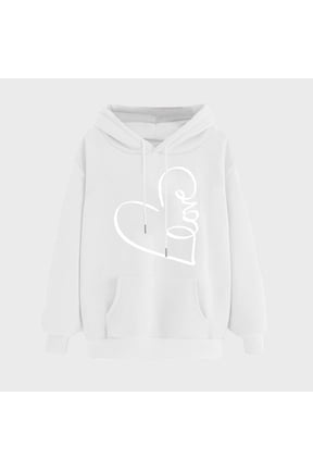 Teen Girls Drawstring Sweatshirts Cute Heart Printed Hoodies Long Sleeve Casual Sweater Thin Fleece Pullover Young Adult Athletic Sweatshirt Previous Order White,XXXL