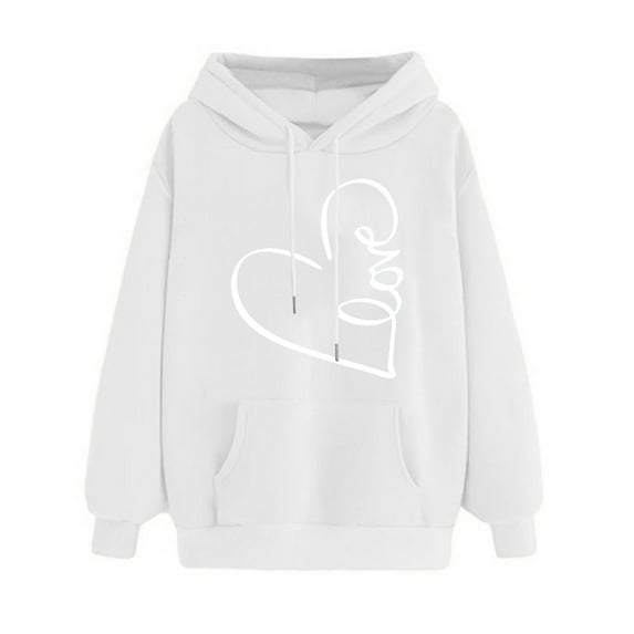 Fanxing Teen Girls Plus Size Hoodies, Heartbeat Hoodies for Juniors Sweatershirt ,2025 Fall Fashion Lightweight Drawstring Pullovers for Women White XL