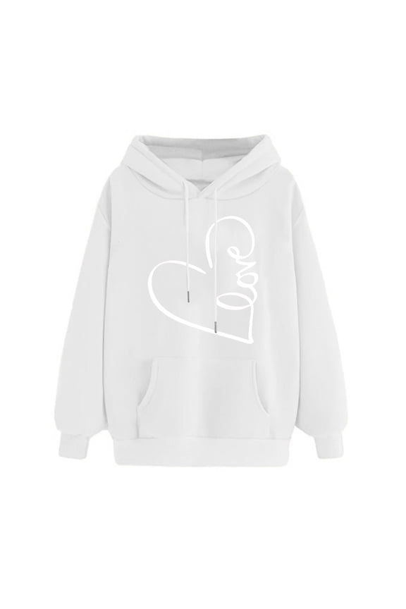 Teen Girls Plus Size Hoodies, Heartbeat Hoodies for Juniors Sweatershirt ,2025 Fall Fashion Lightweight Drawstring Pullovers for Women White XL