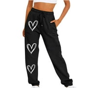 FANXING Teen Girls Fall Y2K Sweatpants Juniors Cinch Bottom Sweatpants Fal Causal Drawstring High Waist Joggers Wide Leg Track Pants