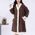 thumbnail image 1 of Fanxing Terry Absorbent Robes for Women Extra Thick Cozy Warm Plush Bathrobe Cozy Christmas Gift Button Down Nightgown Sleepwear Brown Free Size, 1 of 8