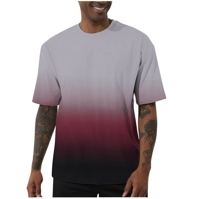 Fanxing Tie Dye T Shirts for Men Multicolor Trendy Short Sleeve T Shirts Loose Fit Summer Tops M