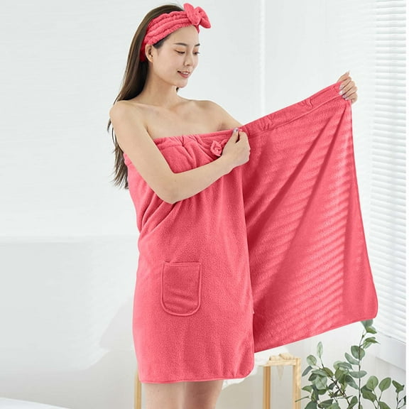 Fanxing Towel Robes for Women with Hair Towel Wrap, Bath Wrap Super Absorbent Quick Dry Body Wrap Hot Pink Free Size