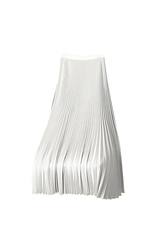 Tulle Skirt for Women Pleated A Line Midi Skirt Elastic High Waist Double Layered Mesh Solid Color Night Out Skirts White,L Feamale
