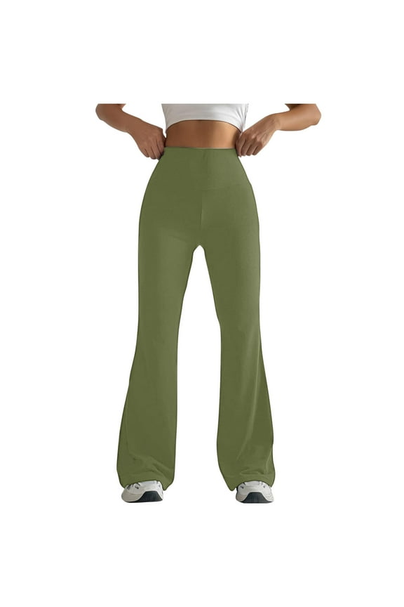 Tummy Control Bootcut Leggings for Women High Waist Athletic Yoga Pants Ladies Flare Leggings Fitness Yoga Leggings Big Save Army Green,XL