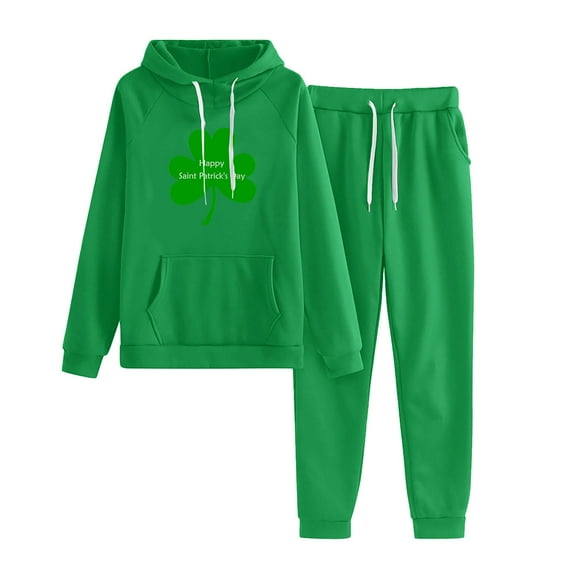 Fanxing Two Piece Outfits for Women St Patrick's Day Casual Long Sleeve Sweatsuits Jogger Tracksuits Lounge Sets