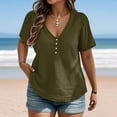 thumbnail image 1 of Fanxing V Neck Plus Size Tees for Women Curvy L Ice Cool Fiber Short Sleeve Tunics Summer Tops 3D Tailoring, 1 of 6