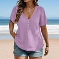 thumbnail image 1 of Fanxing V Neck Plus Size Tees for Women Curvy Purple Ice Cool Fiber Short Sleeve Tunics Summer Tops 3D Tailoring, 1 of 6