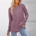 thumbnail image 1 of Fanxing V Neck Pullover Sweaters for Women with Thumb Holes Casual Dressy Side Slit Tunic Knit Tops Purple M, 1 of 5