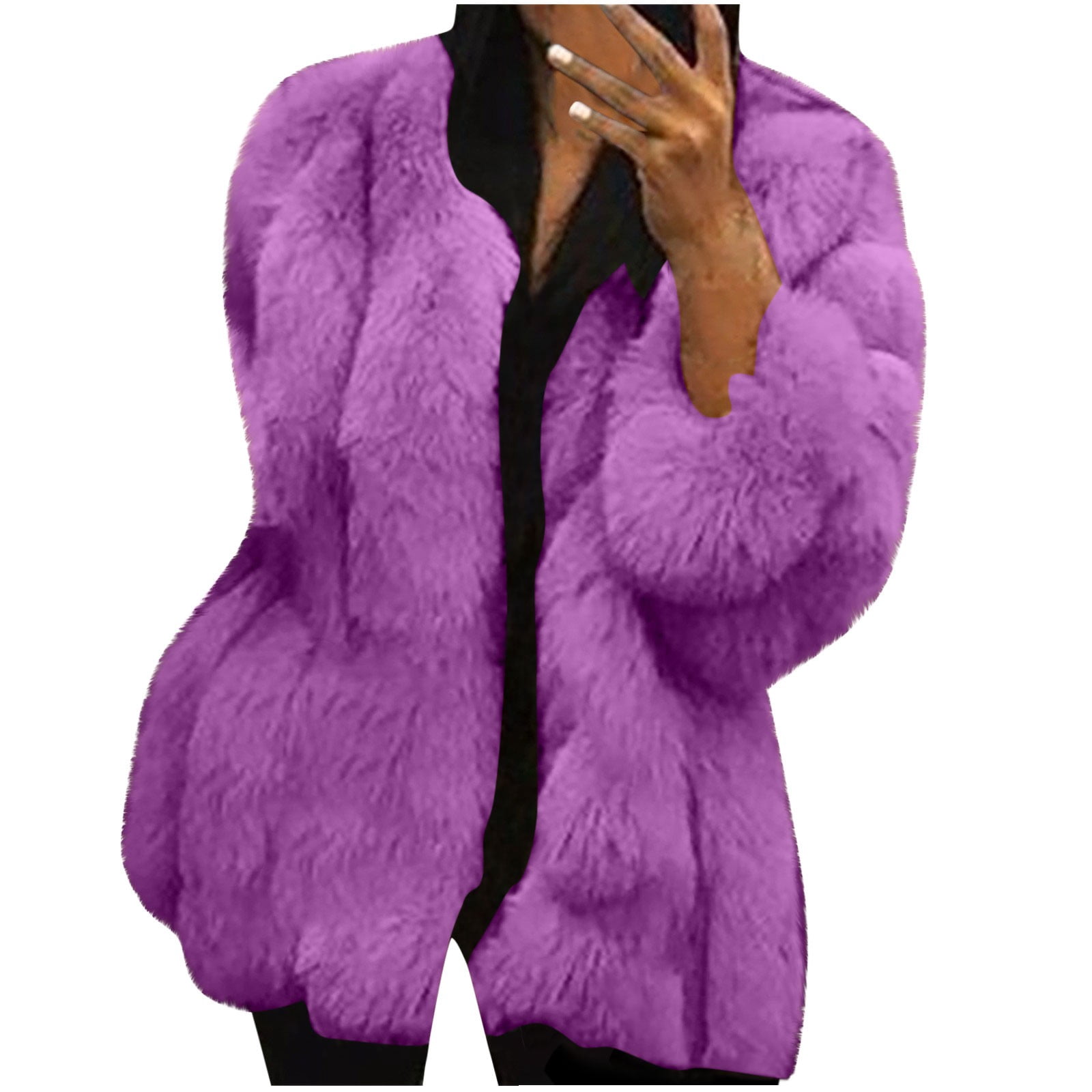 Fanxing Valentine's Day Clearance Deals Women Faux Fur Coats Plus Size Fuzzy Jackets for Women