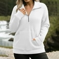 thumbnail image 1 of Fanxing Waffle Knit Pullover for Women Half Zip Lapel Casual Dressy Sweatshirts Solid Color Work Travel Outfits White L, 1 of 9