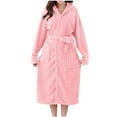 thumbnail image 1 of Fanxing Waffle Plush Robes for Women Soft Absorbent Fleece Bathrobe Long Sleeve Winter Warm Hood Robe with Pocket Pink Free Size, 1 of 4