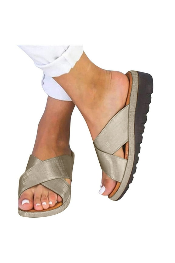 Wedges Shoes for Women Sandals with Arch Support Comfortable Bunion Corrector Orthopedic Sandals Women Flip Flops Dressy Summer Walking Wedge Shoes