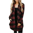 thumbnail image 1 of Fanxing Women's Fashion Plaid Long Sleeve Cardigan Jacket Coat Flowy Open Front Long Cardigans Fall Costume Fall S,M,L,XL,XXL,XXXL,XXXXL,XXXXXL, 1 of 6
