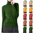 thumbnail image 1 of Fanxing White Turtleneck Women, Women's Turtleneck Shirts Ribbed Pullover Sweater Long Sleeves Tops Midweight Thermal Underwear Blouse Red,XL, 1 of 6