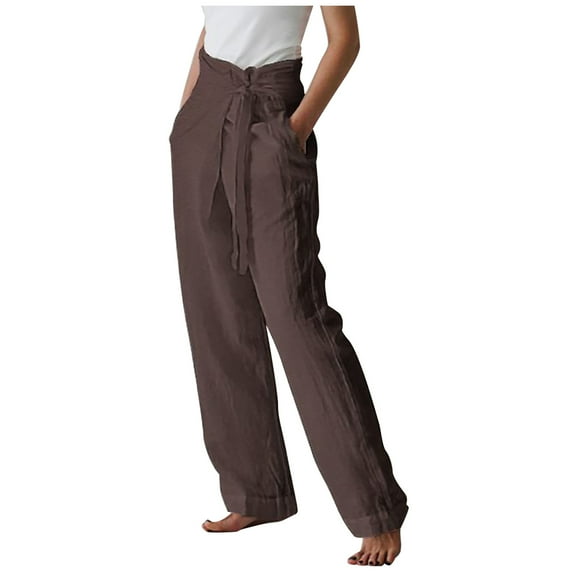 Fanxing Wide Leg Pants for Women Summer Casual High Waist Lounge Palazzo Pants Trendy Comfort Yoga Pant With Pocket