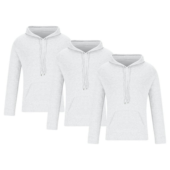 Fanxing Winter Clearance 2025 3Pcs Men Sweatshirts Pack of 3 Men's Hoodies Sweatshirts 2025 Fall Fashion Drawstring Pullover Tops Solid Color Sweat Shirt with Pockets White,XL