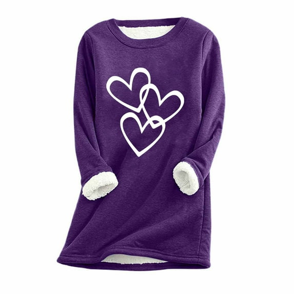 Fanxing Winter Discount Season Deals Womens Tops Casual Plus Size Loose Women Thick Fleece Sweatshirt Winter Velvet Warm Underwear Top For Women 2024