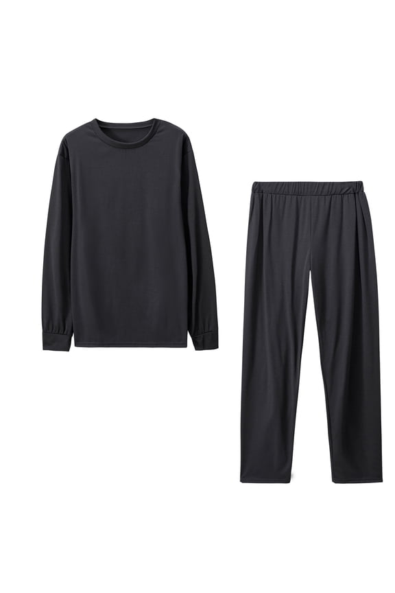 Women 2025 Fall Lounge Wear Outfits Sets Comfort Crewneck Long Sleeve Pullover Tops with Long Pants Athletic Sweatsuits Casual 2pcs Set Christmas Black,M