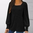 thumbnail image 1 of Fanxing Women Fall Winter Sweater 2025 Casual Knit Long Sleeve Pullover Blouse Trendy Square Neck Dressy Tunic Knitwear Tops Black 2XL, 1 of 6