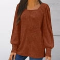 thumbnail image 1 of Fanxing Women Fall Winter Sweater 2025 Casual Knit Long Sleeve Pullover Blouse Trendy Square Neck Dressy Tunic Knitwear Tops Brown M, 1 of 6