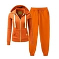 thumbnail image 1 of Fanxing Women Fleece Sweatsuits Casual Full Zip Long Sleeve Hoodies Track Suits 2025 Fall Sweatshirts with Sweatpants Outfits Comfort Training Jogging Long Pants Lounge Wear Orange,XXL, 1 of 5