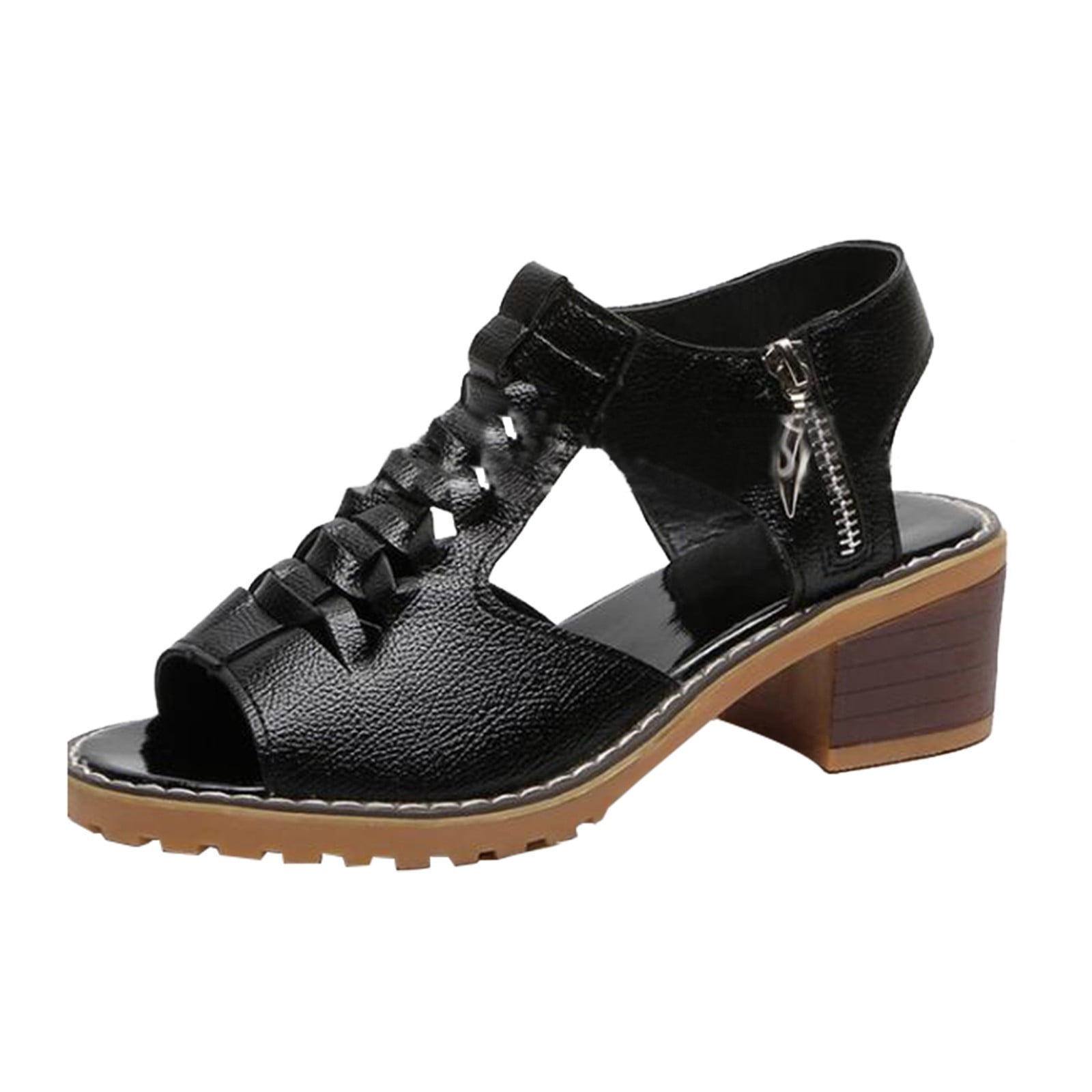 Women Sandals Dressy BADHUB Women's Open Toe Stacked Low Heel