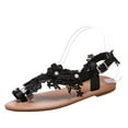 thumbnail image 1 of Fanxing Women Lace Sandals, Women's 2025 Fashion Cute Strappy Open Toe Flat Sandal Summer Flip Flops Slippers Beach Travel Shoes, 1 of 6