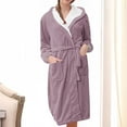 thumbnail image 1 of Fanxing Women Plush Fleece Hooded Robes, Soft Winter Warm Knee Lenght Bathrobes, Lady Cozy Spa Robe with Pocket Pink 2XL, 1 of 3